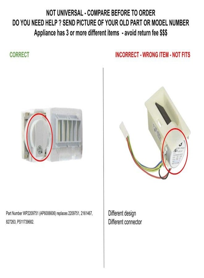 مجموعة موزع هواء الثلاجة GLOB PRO SOLUTIONS WP2209751، طولها 6 بوصات ونصف تقريبًا. بديل متوافق مع ثلاجات KitchenAid Kenmore شديدة التحمل. - Image 4